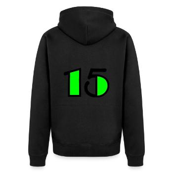 15. 15 JAHRE. 15-JÄHRIGES JUBILÄUM. GEBURTSTAG 15 JAHRE. - Unisex Premium Bio Zip Hoodie - Schwarz - Hinten - Nico (187cm)