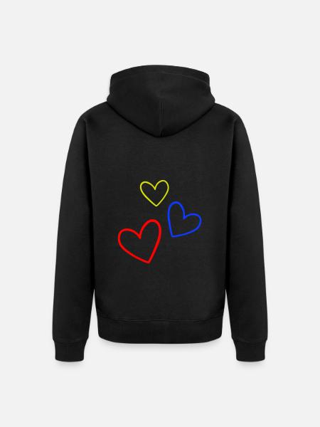 Herzen Bunt - Unisex Premium Bio Zip Hoodie - Schwarz