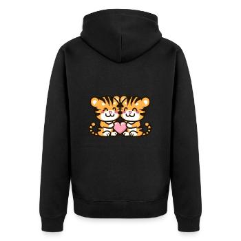 Couple de tigres Amour Saint-Valentin - Veste à capuche bio Premium Unisexe - noir - Dos - Nico (187cm)