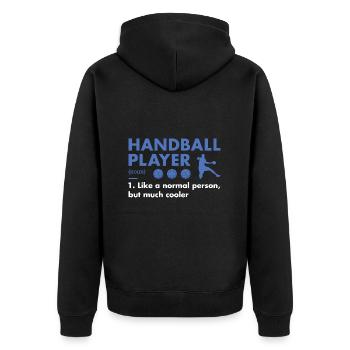 Sport Player Definition Handball - Unisex Premium Bio Zip Hoodie - Schwarz - Hinten - Nico (187cm)