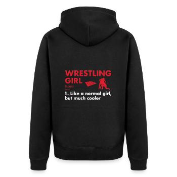 Sport Girl Definition Wrestling - Unisex Premium Bio Zip Hoodie - Schwarz - Hinten - Nico (187cm)