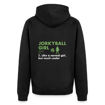 Sport Girl Definition Jorkyball - Unisex Premium Organic Zip Hoodie - black - Back - Nico (187cm)