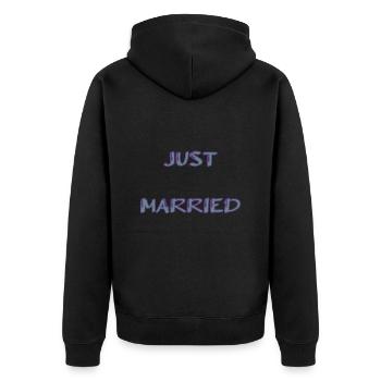 PAAR. ICH HABE GERADE GEHEIRATET. Junggesellinnenabschied. HEILIGER VALENTINSTAG. MARIES - Unisex Premium Bio Zip Hoodie - Schwarz - Hinten - Nico (187cm)