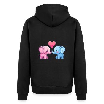 Elefant Paar Liebe Valentinstag - Unisex Premium Bio Zip Hoodie - Schwarz - Hinten - Nico (187cm)