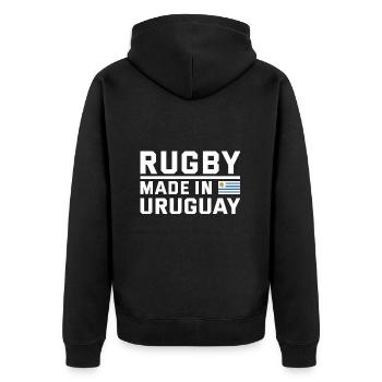 Rugby fabriqué à partir de Uruguay Rugby - Veste à capuche bio Premium Unisexe - noir - Dos - Nico (187cm)