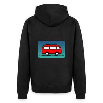 VATERTAG. ALLES GUTE ZUM GEBURTSTAG, PAPA. PAPA. ALLES GUTE ZUM GEBURTSTAG - Unisex Premium Bio Zip Hoodie - Schwarz - Hinten - Nico (187cm)