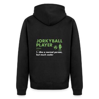 Sport Player Definition Jorkyball - Unisex Premium Organic Zip Hoodie - black - Back - Nico (187cm)
