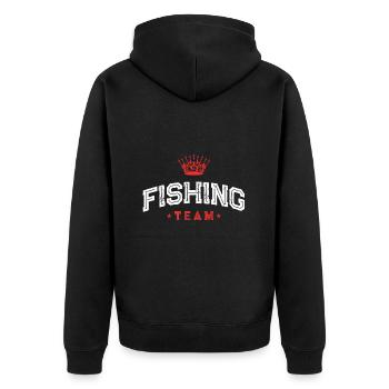 Fishing Team - Unisex Premium Organic Zip Hoodie - black - Back - Nico (187cm)