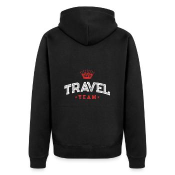 Travel Team - Unisex Premium Bio Zip Hoodie - Schwarz - Hinten - Nico (187cm)