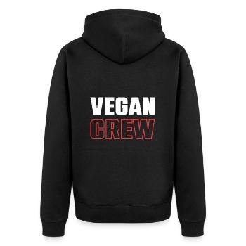 Vegan Crew - Unisex Premium Organic Zip Hoodie - black - Back - Nico (187cm)