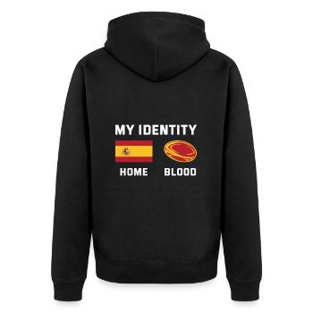 My Identity Spain Rugby - Unisex Premium Bio Zip Hoodie - Schwarz - Hinten - Nico (187cm)