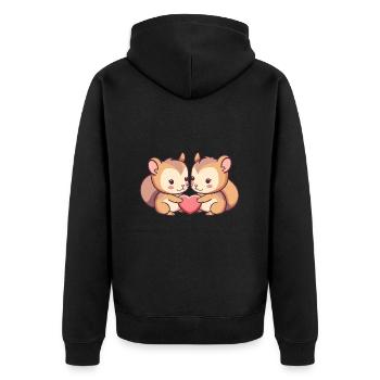 Eichhörnchen Paar Liebe Valentinstag - Unisex Premium Bio Zip Hoodie - Schwarz - Hinten - Nico (187cm)
