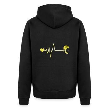 Stylist Friseur Puls Herz Liebe - Unisex Premium Bio Zip Hoodie - Schwarz - Hinten - Nico (187cm)