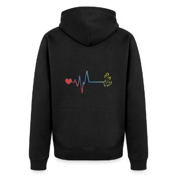 Ancre Tatouage Pulsation Battement de cœur - Veste à capuche bio Premium Unisexe - noir - Dos - Nico (187cm)