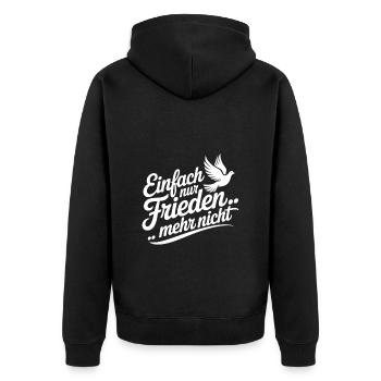 Einfach nur Frieden für alle - Unisex Premium Bio Zip Hoodie - Schwarz - Hinten - Nico (187cm)