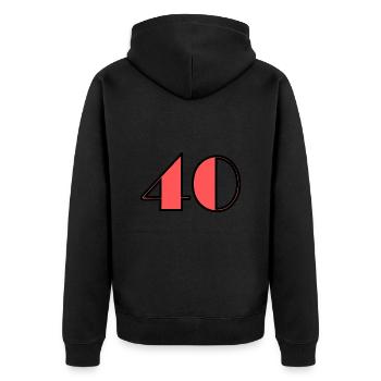 40 JAHRE. 40-jähriges Jubiläum. GEBURTSTAG 40 JAHRE. 40 - Unisex Premium Bio Zip Hoodie - Schwarz - Hinten - Nico (187cm)