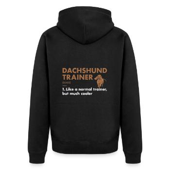 Dachshund Trainer Definiton - Unisex Premium Organic Zip Hoodie - black - Back - Nico (187cm)