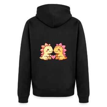 Dinosaure stégosaure couple amour Saint-Valentin - Veste à capuche bio Premium Unisexe - noir - Dos - Nico (187cm)