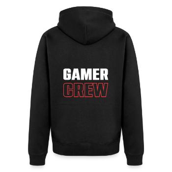 Gamer Crew - Unisex Premium Bio Zip Hoodie - Schwarz - Hinten - Nico (187cm)