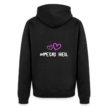 Petri Heil Herz - Unisex Premium Bio Zip Hoodie - Schwarz - Hinten - Nico (187cm)