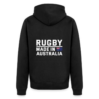 Rugby Made In Australia Rugby - Unisex Premium Organic Zip Hoodie - black - Back - Nico (187cm)