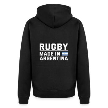 Rugby Made From Argentina Rugby - Unisex Premium Bio Zip Hoodie - Schwarz - Hinten - Nico (187cm)