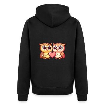 Couple de hiboux Amour La Saint-Valentin - Veste à capuche bio Premium Unisexe - noir - Dos - Nico (187cm)