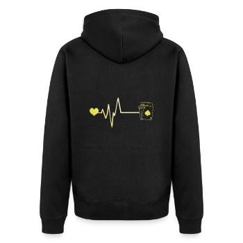 Card Poker Pulse Heart Love - Unisex Premium Organic Zip Hoodie - black - Back - Nico (187cm)