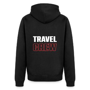 Travel Crew - Unisex Premium Bio Zip Hoodie - Schwarz - Hinten - Nico (187cm)