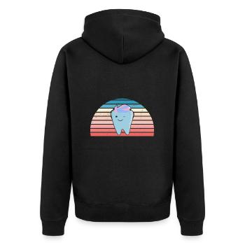Hygienist Retro Sunset Dental Assistant - Unisex Premium Bio Zip Hoodie - Schwarz - Hinten - Nico (187cm)