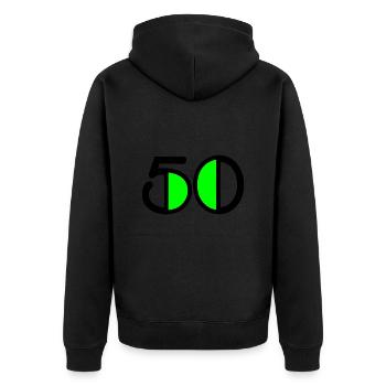 50 ANS. 50e ANNIVERSAIRE. ANNIVERSAIRE 50 ANS. 50 - Veste à capuche bio Premium Unisexe - noir - Dos - Nico (187cm)