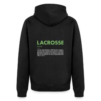 Sport Definition Lacrosse - Unisex Premium Bio Zip Hoodie - Schwarz - Hinten - Nico (187cm)