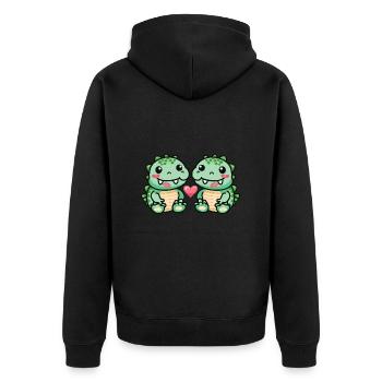 Alligator Paar Liebe Valentinstag - Unisex Premium Bio Zip Hoodie - Schwarz - Hinten - Nico (187cm)