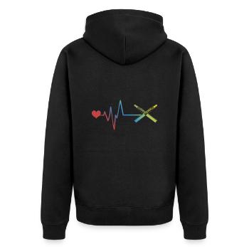 E-Zigarette Puls Herzschlag - Unisex Premium Bio Zip Hoodie - Schwarz - Hinten - Nico (187cm)