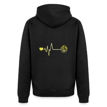 Muffin Pulse Coeur Amour - Veste à capuche bio Premium Unisexe - noir - Dos - Nico (187cm)