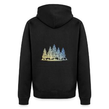 Wald Bäume - Unisex Premium Bio Zip Hoodie - Schwarz - Hinten - Nico (187cm)