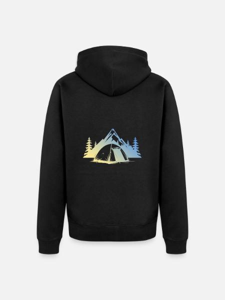 Camping Tent - Unisex Premium Organic Zip Hoodie - black