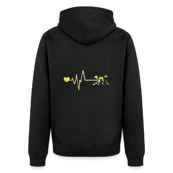 Mountains Puls Love - Unisex Premium Bio Zip Hoodie - Schwarz - Hinten - Nico (187cm)