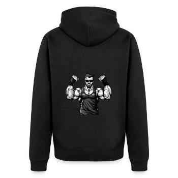 Muscle training - Unisex Premium Organic Zip Hoodie - black - Back - Nico (187cm)