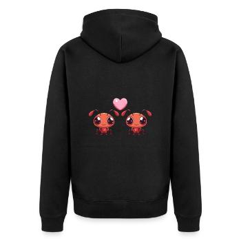 Ameise Paar Liebe Valentinstag - Unisex Premium Bio Zip Hoodie - Schwarz - Hinten - Nico (187cm)