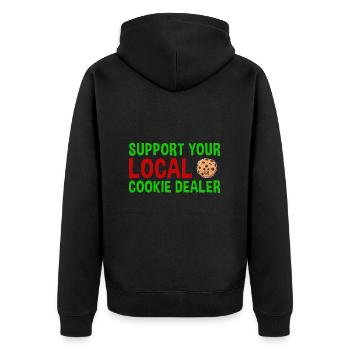 Baking Support Your Local Cookie Dealer Cookie - Unisex Premium Bio Zip Hoodie - Schwarz - Hinten - Nico (187cm)