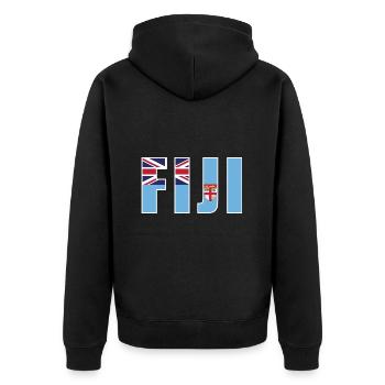Fiji Rugby - Unisex Premium Bio Zip Hoodie - Schwarz - Hinten - Nico (187cm)