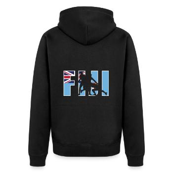 Fiji Rugby - Unisex Premium Bio Zip Hoodie - Schwarz - Hinten - Nico (187cm)