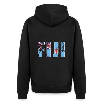 Fiji Rugby - Unisex Premium Bio Zip Hoodie - Schwarz - Hinten - Nico (187cm)