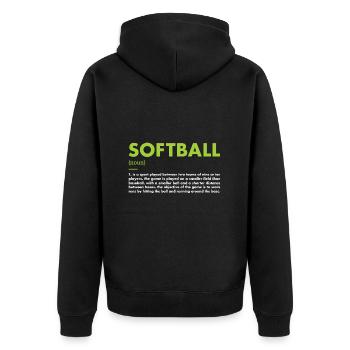 Sport Definition Softball - Unisex Premium Bio Zip Hoodie - Schwarz - Hinten - Nico (187cm)