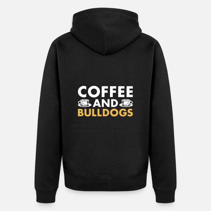 Café et bouledogue - Veste à capuche bio Premium Unisexe - noir