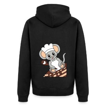 Mäusekoch auf Pfannkuchen - Unisex Premium Bio Zip Hoodie - Schwarz - Hinten - Nico (187cm)
