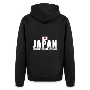 No Helmets No Pads Just Balls Japan Rugby - Unisex Premium Bio Zip Hoodie - Schwarz - Hinten - Nico (187cm)