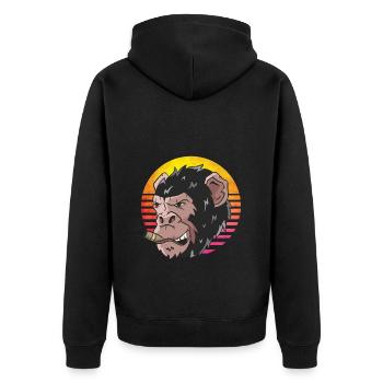 Lustiges Affe Schimpanse DNA - Unisex Premium Bio Zip Hoodie - Schwarz - Hinten - Nico (187cm)