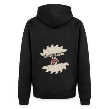 Measure Cut Swear Repeat Carpenter - Unisex Premium Organic Zip Hoodie - black - Back - Nico (187cm)